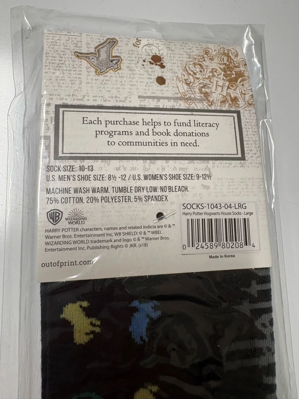 Out Of Print Harry Potter Hogwarts House Socks